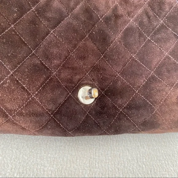 Chanel Vintage Classic Single Flap Bag Quilted Suede Medium Brown - Picture 14 of 17